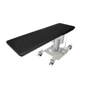EconoMAX C-Arm Table with adjustable carbon fiber top, powered height adjustment, and locking caster base